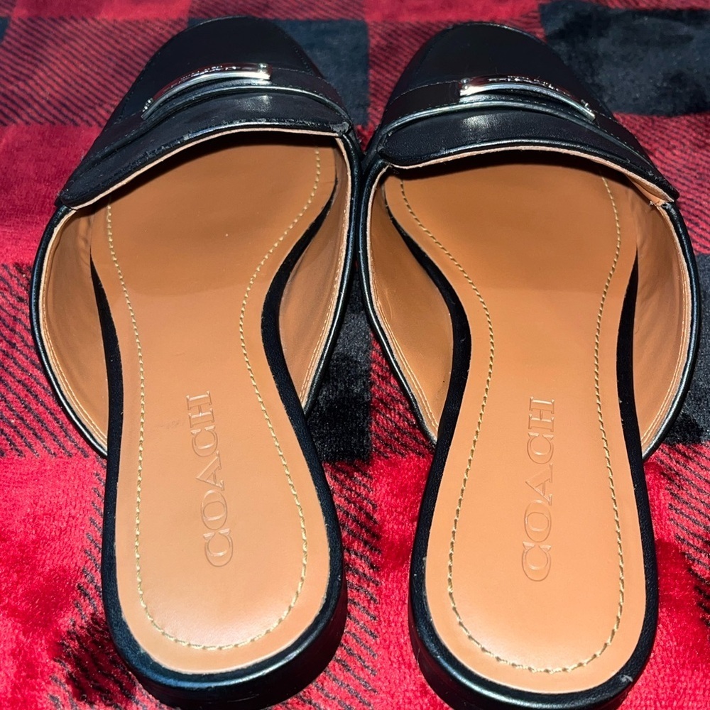 Coach Leather Shea Slide, Black and Tan, Women’s Size: 8B - Picture 8 of 16